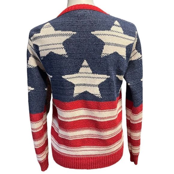 ⚫️⚫️⚫️ Stars and Stripes Sweater MADE IN USA from 74% Recycled Cotton Size Small - Picture 4 of 7